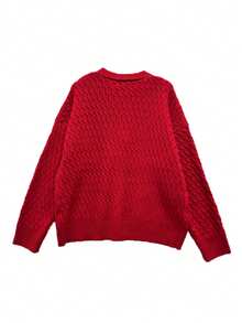 Senya Women's Solid Colour V-Neck Single-Breasted Knitted Jumper Cardigan, Loose Casual, Red, Office, Daily Commute, Christmas, Valentine's Day, Graduation, Back-To-School, Halloween, New Year's Twisted Rope Sweater Top