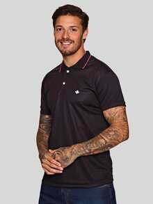 MEN'S POLO COLLAR SHIRT CASUAL BUTTON SLIM T-SHIRT PROMOTION - Black - View 3