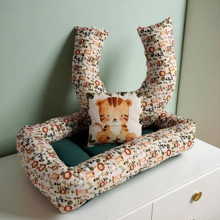 Kit Ninho Redutor + Almofada Amamentação 3pçs Bebê Zoo - Multicolorido - Visão 1