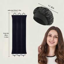 4 piezas Juego de rizador de cabello: 1 pieza Sombrero de ala ancha de satén + 3 piezas Varillas rizadoras de cabello sin calor. Gorro de dormir clásico de unicolor elástico y suave para mujer, gorro de ducha, turbante de imitación de seda para el cabello con banda elástica para proteger el cabello de daños, diadema de ala ancha de alta elasticidad, gorro de dormir para protección del cabello al aire libre, suave y transpirable para dormir, sin necesidad de calentamiento para rizar el cabello durante la noche, ondas sin calor, artículos esenciales de viaje, artículos esenciales de viaje, peinado, peluquería