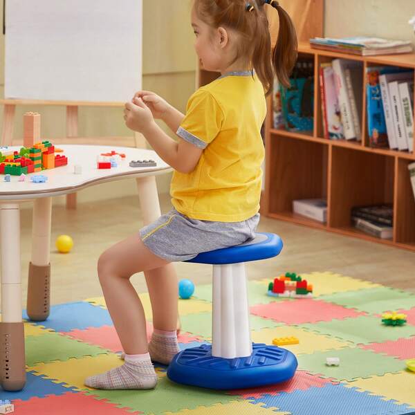 Kids Wobble Chair, Active Chair With Sponge Cushion, Wobble Stool Improves Focus, Posture And Calm Children, Ideal For Schools And Preschools, Age 3-7, Blue