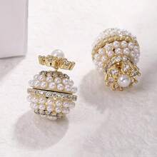 Pendientes de perlas falsas de moda clásica, incrustados con pequeñas cuentas de perlas falsas, unos pendientes de lujo para mujeres dulces y encantadores, elegantes y cautivadores pendientes de moda coreana, un lindo regalo de Navidad.