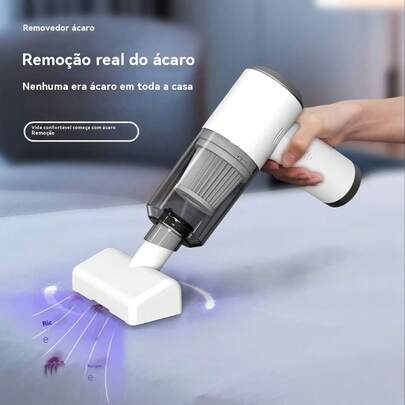 Máquina de remoção de ácaros, aspirador de pó, removedor de pelos, lençóis, sofás, limpeza de roupas, esterilização e remoção de ácaros, aspirador de pó portátil para carro, aspirador de pó industrial portátil recarregável potente para carro, removedor de pelos de gato e cachorro (branco)