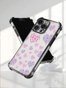 Niedliche Handyhülle mit rosa Herz Leopardenmuster, ästhetische, lebendige Hülle, modischer, stoßfester, personalisierter Schutz, kompatibel mit iPhone 16Promax 16 15 14 13 12 11 X XS XSMAX Plus Pro S25Ultra S25Edge S25 24 23 22 plus FE Hülle - Goldene(gold) - Übersicht 2