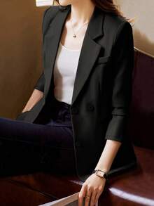 Plus Size Women One Button Casual Blazer Jacket, Spring/Autumn