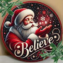 2D Flat - 2D Plane, 1pc, Santa Believes Vintage Holiday Party Round Sign, Room Decoration, Home Decoration, Holiday Party Decoration, Men'S Cave Decoration, Dream Decoration, Wall Decoration, Garden Decoration, Courtyard Decoration, Bar Decoration 7.8X7.8