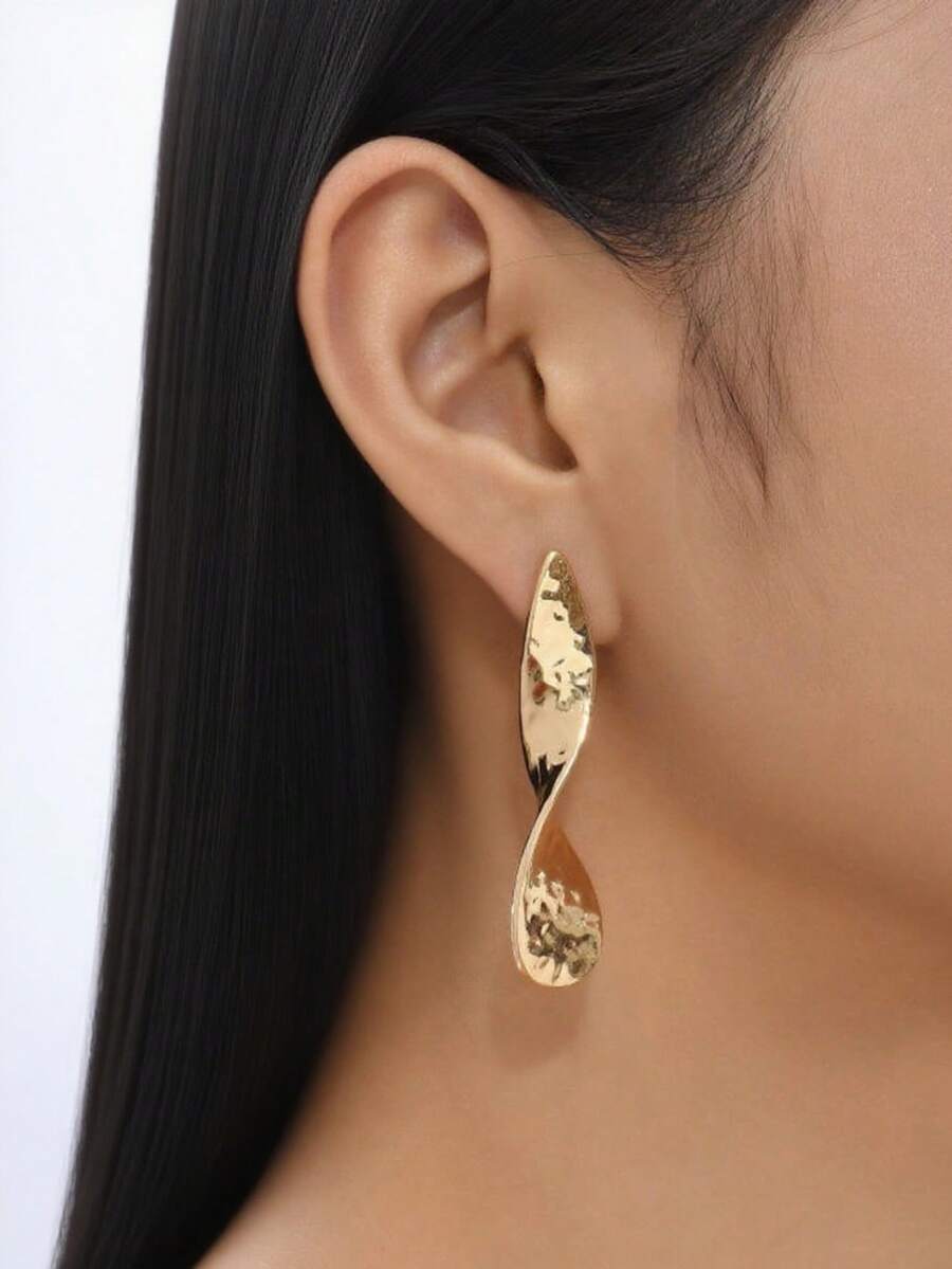 1 par de pendientes espirales minimalistas, joyería de moda para mujeres, adecuada para uso diario