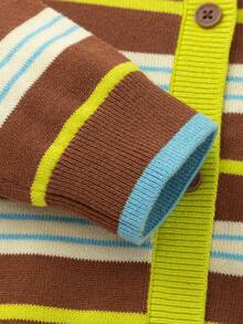 Balabala 2026 Autumn New Tween Boy Cotton Striped Single-Breasted Knit Cardigan - Green Tone - View 6