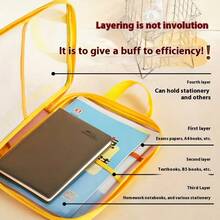 1 件双拉链文件袋 - 三层厚网眼尼龙耐用风琴文件整理袋，可容纳书籍和办公用品，多种选择，轻巧设计，坚固手柄，适合学生和专业人士，多层便携式风琴文件夹，返校必备品