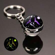 12 Constellation Glow In The Dark Creative Galaxy Keychain Good Luck Keychain Glass Ball Pendant Key Ring Couple Key Chain Improve Love Wealth Success