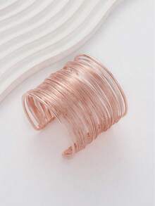 1pc Simple Metal Open Cuff Bracelet, Suitable For Daily Wear - Silver - View 14