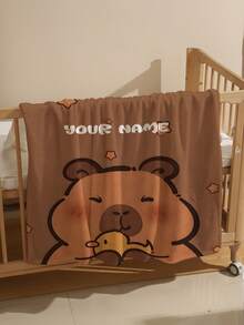 1pc Customizable Text Home Blanket, Capybara Pattern, Suitable For Girls, Boys, Adults, Baby Blanket, Personalized Blanket, Personalized Baby Blanket, Newborn Blanket, Perfect For Mother's Day, Birthday, Children's Day, Graduation, Christmas, Halloween - Multicolor - View 4