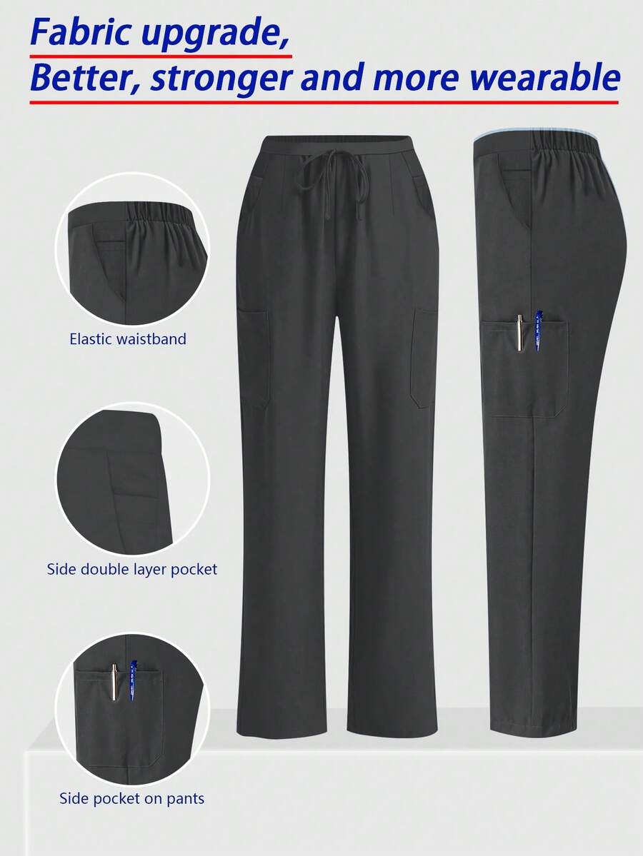 Pantalones de alta calidad para mujeres/enfermeras, pantalones cómodos, pantalones de unicolor y simple con múltiples bolsillos