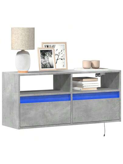 VidaXL TV Wand Unit LED Lighting 100x31x45 Cm Concrete Grijs