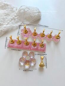 3D 亚克力极光冰透明格子美甲支架练习架美甲装饰套装，包含树脂水晶球、钻石、复古花卉激光设计，适用于 DIY、家居、户外、女性、母亲、姐妹、妻子、女朋友、婚礼、美甲沙龙、情人节