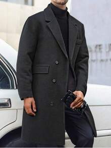 Men's Casual Mid-Length Long Sleeve Trench Coat, Fall