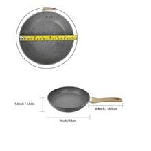 ABKOK 1pc/2pcs/3pcs Cookware Set, Thick Bottom Non-Stick Coating, Wooden Handle, Easy To Clean, Suitable For Various Stoves And Kitchen Cooking, Note The Size, Choose Set Or Single Pan