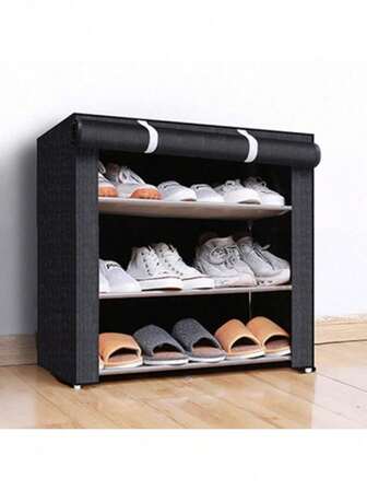 4/6-Layer Shoe Rack, 3-Panel Shoe Rack With Dust Cover Storage Organizer Simple Shoe Rack Multi-Layer Steel Pipe Assembly Dust Cabinet Shoe Rack Shoe Cabinet, Wooden Shoe Storage Cabinet,Shoe Storage,Shoe Storage Cabinet For Hallway,For Living Room Bedroom Hall