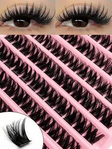 Sibeuna 120pcs D-Curl Criss-Cross Thick & Dense Lashes, Create Dramatic Makeup Effect, Fluffy & Soft Lash Clusters - D - View 2
