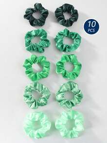 10pcs/Pack Assorted Color Fabric Scrunchies, Stretchy Hair Ties, Versatile Hair Accessories Suitable For All Seasons - Multicolor - View 13