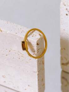 1入組時尚不銹鋼方晶鋯石裝飾圓環適合女士日常裝飾