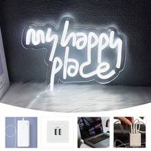 This Is Our Happy Place Neon Sign,This Is My Happy Place Neon Signs For Teen Girls Bedroom Decor,LED Sign For Wall Decor, Nightstand Atmosphere Light,Suitable For Wedding,Birthday Party,Christmas Gifts,Bar,Home,Club,Classroom Wall Decorations,USB Power Supply Can Be Reused,Easy To Install. - Multi-color light - View 10