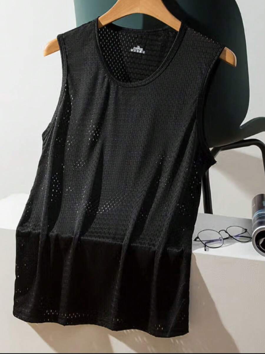 Comfortable Men's Tank Top, Size M To G3 Breathable Mesh, Plus Size, Quick Drying, Ideal For Home/Indoor - màu đen - Xem 1