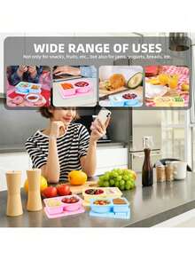 带硅胶盖的可重复使用容器，2 包双层容器，带盖硅胶调味品容器，用于零食酱料 - 彩色 - 查看 7