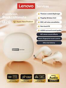 联想 LE210 蓝牙耳机，半入耳式蓝牙 6.0，游戏音乐 HiFi 高品质低延迟 ENC 降噪，智能触控，超长续航，无线耳塞，兼容智能手机、电脑、苹果设备，礼品 - 彩色 - 查看 12