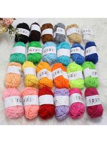12/24/38支装涤纶纱线，针织纱线，钩编及DIY手工纱线，随机混色 - 高品质耐用斜纹布 - 黑色、白色、红色、粉色、橙色等 - 手工爱好者的理想之选，10克/1支 - 彩色 - 查看 4