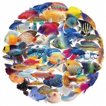 Adesivos transparentes de peixe com 50 peças - Adesivos decorativos à prova d'água para copos d'água, computadores, notebooks, perfeitos para capas de celular e necessidades de personalização