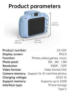 1080P Mini Portable Digital Camera, Rechargeable Camera With 2-Inch Screen And 15MP Resolution, Suitable As Christmas/Birthday Gift For 3-12 Years Old Boys And Girls, Includes 1 TF Card And Card Reader - Blue - View 11