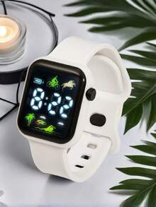 6 Stück/Set 1 Stück neue LED Digital Anzeige Quadratische Elektronische Uhr + 5/4 Stück Armband Schwarzes Seil Schwarze Perle Liebe Ziffer 8 Blatt Armband Vintage Stil Schwarzes Geometrisches Quadrat 5 Stück Armband Horoskop, Liebe, Geometrisches Quadrat, Blatt Armband Die beste Wahl für Halloween, Weihnachten, Valentinstag, Muttertag, Feiertagsgeschenke