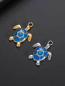1 pieza Colgante de tortuga de acero inoxidable 3D, un encanto lindo y de moda adecuado para collar, llavero, accesorio para el cabello, pulsera DIY