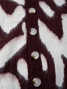 Men's Casual Loose Retro Street Style Colorblock Soft Fuzzy V-Neck Button-Up Cardigan Sweater, Autumn/Winter