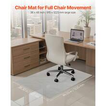 Chair Mat, 36 X 48-Inch Transparent Office Chair Mat For Hard Floors, Floor Protector For Rolling Chairs, Non-Slip & Easy To Clean, Smooth Glide Under Desk Rug For Home Office (Rectangular) - Thảm lót sàn cứng PVC hình chữ nhật 36*48 inch - Xem 2