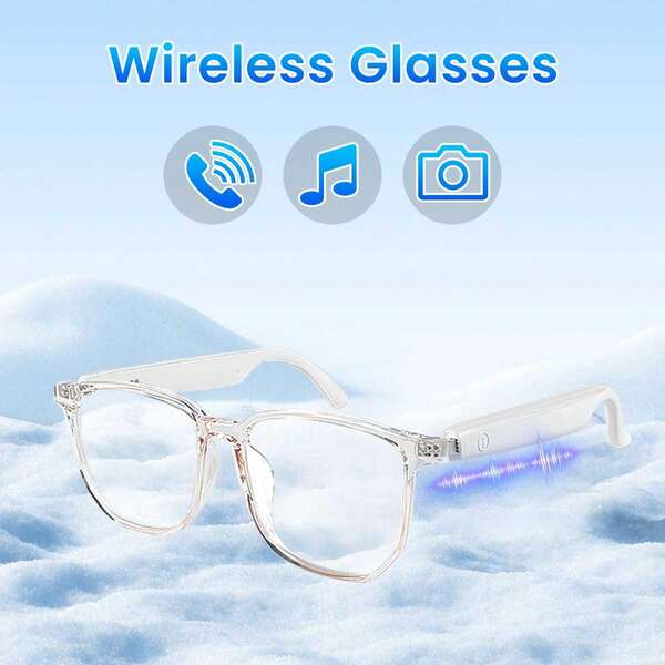 Intelligente Brillen für Frauen und Männer, kabellose Smart-Brillen mit kabelloser Anruffunktion, eingebautem Mikrofon, Sprachassistent, Musiksteuerung, multifunktionale kabellose Brillen für Büroarbeit, weiße Fassungen für einen modischeren Look