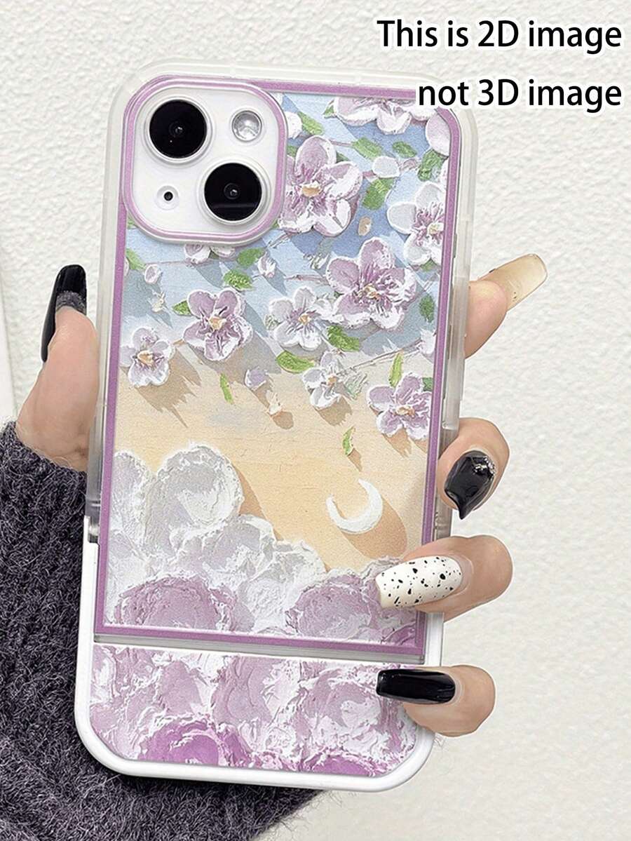 1pc Minimalist Purple Floral Painting Design Soft Phone Case, Compatible With IPhone 16/16 Plus/16 Pro/16 Pro Max/15/15 Plus/15 Pro/15 Pro Max/14 Pro Max/14 Pro/14 Plus/14/13 Pro Max/13 Pro/13/13 Mini/SE3/7/8/SE2/12 Pro Max/12 Pro/12/12 Mini/11 Pro Max/11 Pro/11/XR/XS Max/X/XS/7p/8p, Y9S/Honor 9X/Honor 9X Pro, Nord N20 5G, Poco M3 Pro/Poco M4 Pro 5G/POCO X4 GT/Poco F3/12T, 2D Design - Purple - View 1