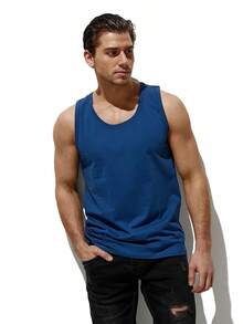 Needstar Tank Top, 100% Cotton, Golden Skull Print - 藍色 - 查看 2