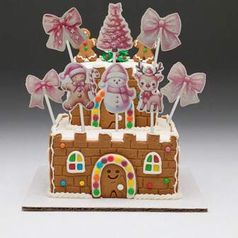 Tarjetas de decoración de pasteles navideños para niños - Diseños festivos, temas de Papá Noel/Renos/Muñeco de nieve, material de cartulina resistente, fácil de adjuntar a los adornos del pastel Navidad Decoraciones navideñas Pijamas navideños Regalos de Navidad Decoración navideña