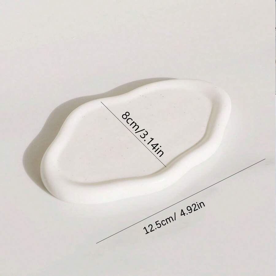 1pc Creative Cloud-shaped Jewelry Tray, Ceramic Plate For Storage Of Rings, Necklaces And Bracelets, White - White - View 1