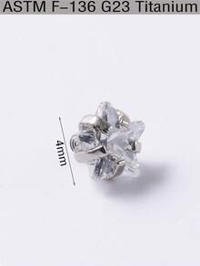 1 件植入级钛金属微皮肤穿孔表面杠铃 CZ 水晶隐藏式皮肤潜水员微皮肤锚圆形/心形/星形氧化锆水晶宝石皮肤锚表面皮肤穿孔环身体首饰