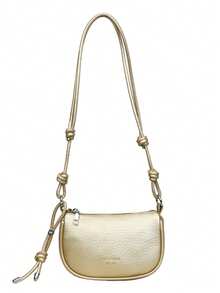 Litchi Texture Mini Crossbody Bag For Women, New Stylish Compact Versatile Daily Bag - Gold - View 10