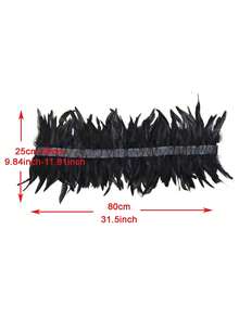 Gothic Style Multi-Color Long Feather Shawl Costume Accessory, Black Fake Collar Scarf Feather Shawl For Halloween Party Cosplay - Red - View 3
