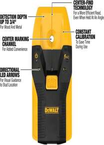 DEWALT Stud Finder, 3_4", Locate Framing Studs Efficiently With LED Arrows, Ideal For Wood And Metal, AAA Batteries Included (DW0100)
