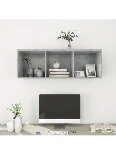 VidaXL TV Wand Unit 37x37x107 Cm Finished Wood Concrete Grijs view 7