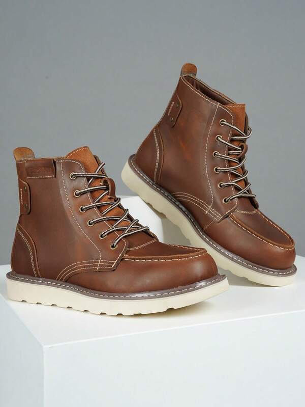 Extra Large Size Men's English Style Formal Vintage Boots, American Short Boots, Outdoor Work Boots, Autumn/Winter