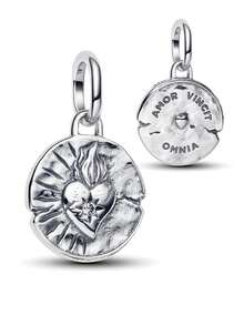 1pc Fashionable Charm Electroplated Silver Beaded Pendant, Versatile For DIY Bracelet, Necklace, Gift - Silver - View 2