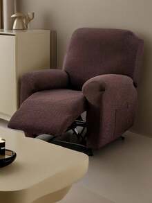 1pc Waterproof Recliner Cover With Pocket, Single Seat Lounge Chair Cover, Casual Sofa Cover, Slouchy Chair Cover - Coffee Brown - View 2