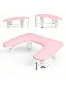 Manicure Arm Rest For Nails Tech: U-Shaped Adjustable Nail Armrest - White PU Leather Hand Stand Rest For Manicurists - Multicolor - View 2